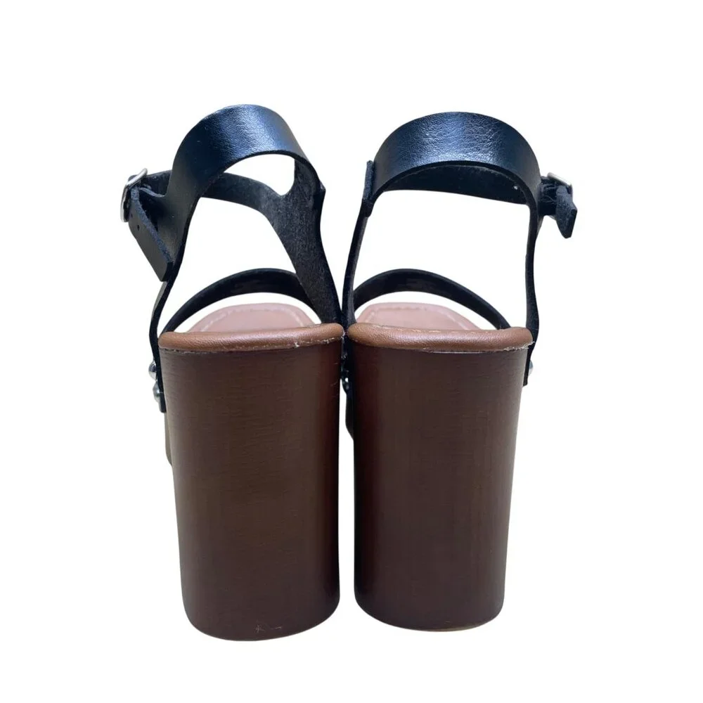 Madden Girl Women’s Black Strapped Platform Block Heel Danii Sandals Size 7 - Picture 7 of 9
